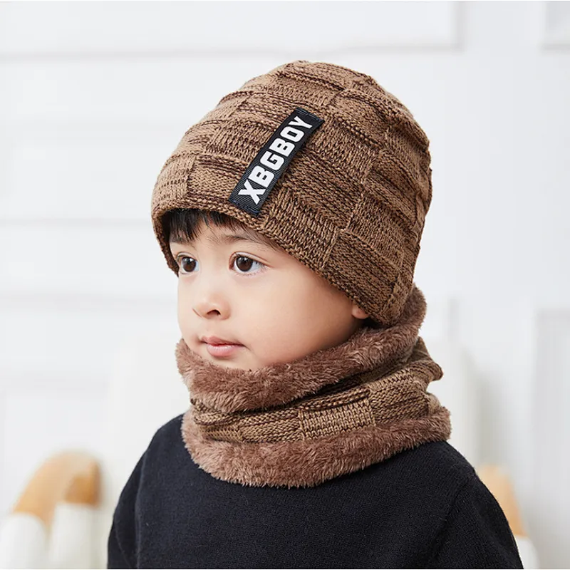 High quality children winter hats Cute Winter boy Caps knitted Boy Warm Pompom Beanies children beanie hats