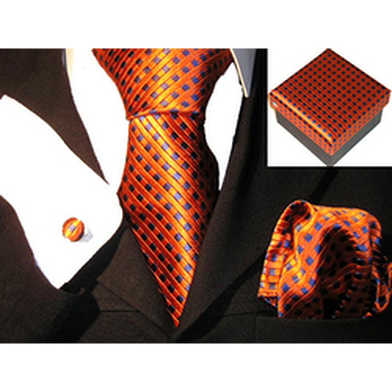 Wholesale Silk Tie Set Luxury Neckties With Pocket Square Men Handkerchief In Gift Box Custom Tie Pocket Square and Cufflink Set