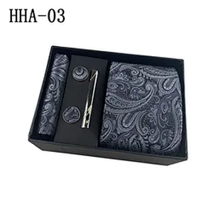 Custom Men Ties and Hanky Set Floral Neckties With Pocket Squares Fashion Tie Clip Pocket Square and Cufflink Set Gift Box