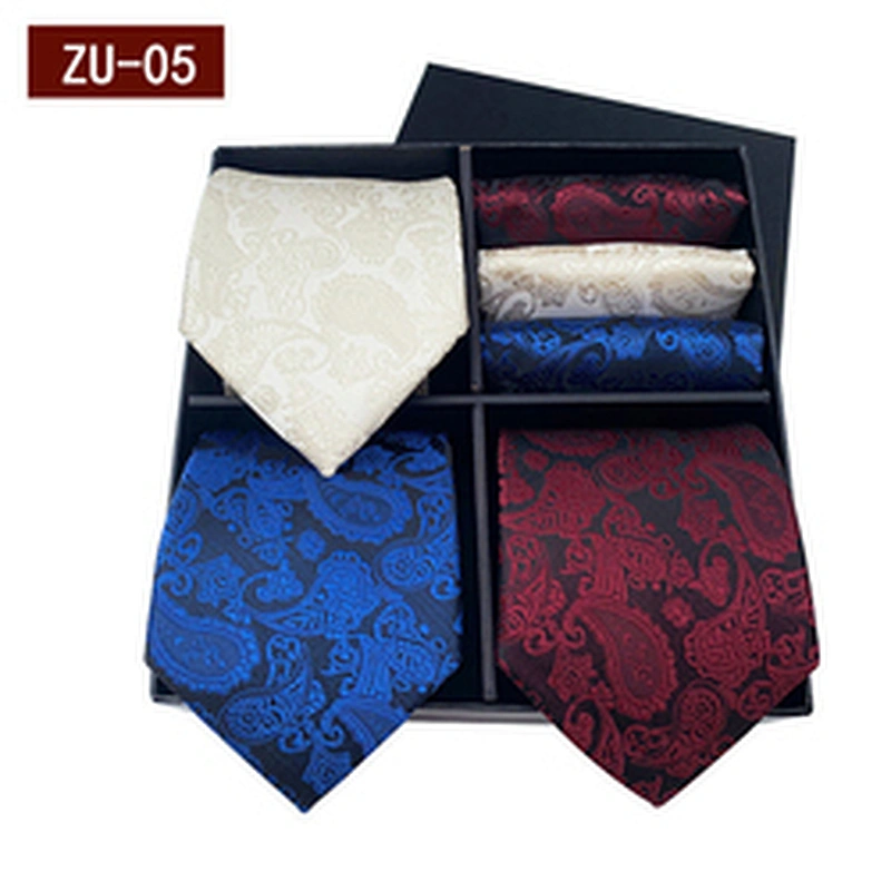 Fashion Gravata Masculina Luxury Jacquard Mens Ties Silk Box Set Custom Necktie Set Gift Box With Logo