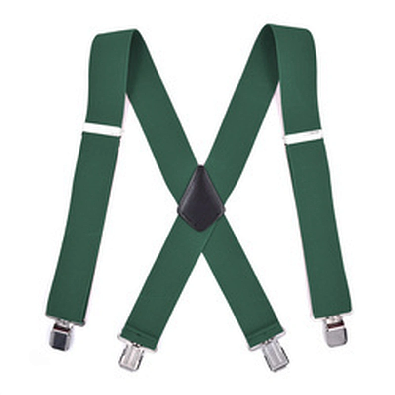 Wholesale 5cm width solid color Adjustable 4 Clip X-Back Heavy Duty Clip Mens Suspenders Elastic Pants Braces