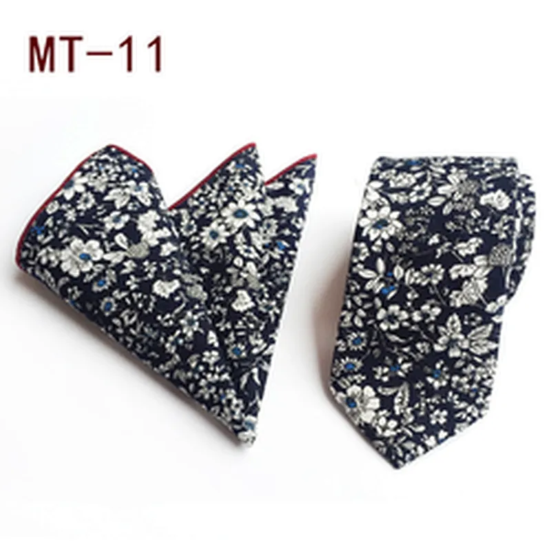 Classic Men Ties and Hanky Set Floral Neckties with Pocket Squares Casual Neck Ties For Men