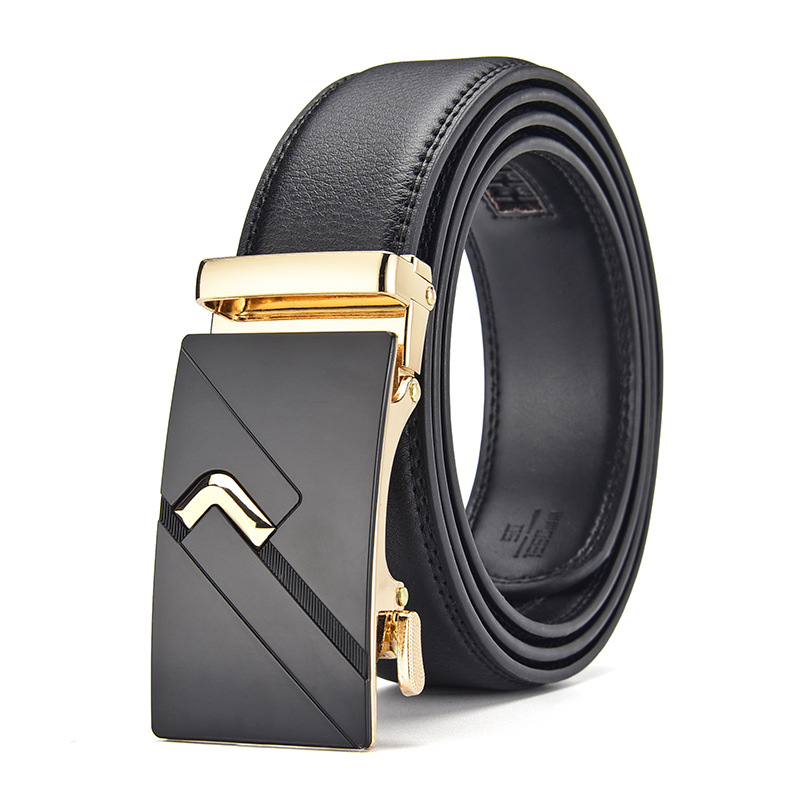 Wholesale Business Casual Adjustable Automatic Buckle Two-layer Cowhide Genuine Leather Belt for Men
