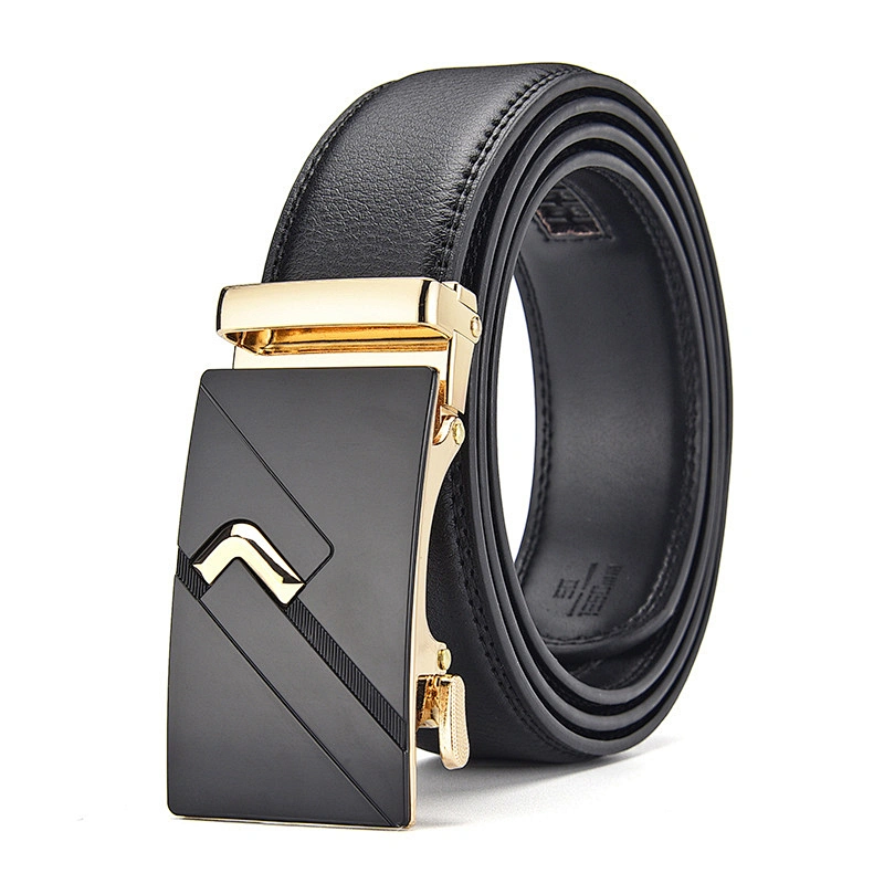 Wholesale Business Casual Adjustable Automatic Buckle Two-layer Cowhide Genuine Leather Belt for Men