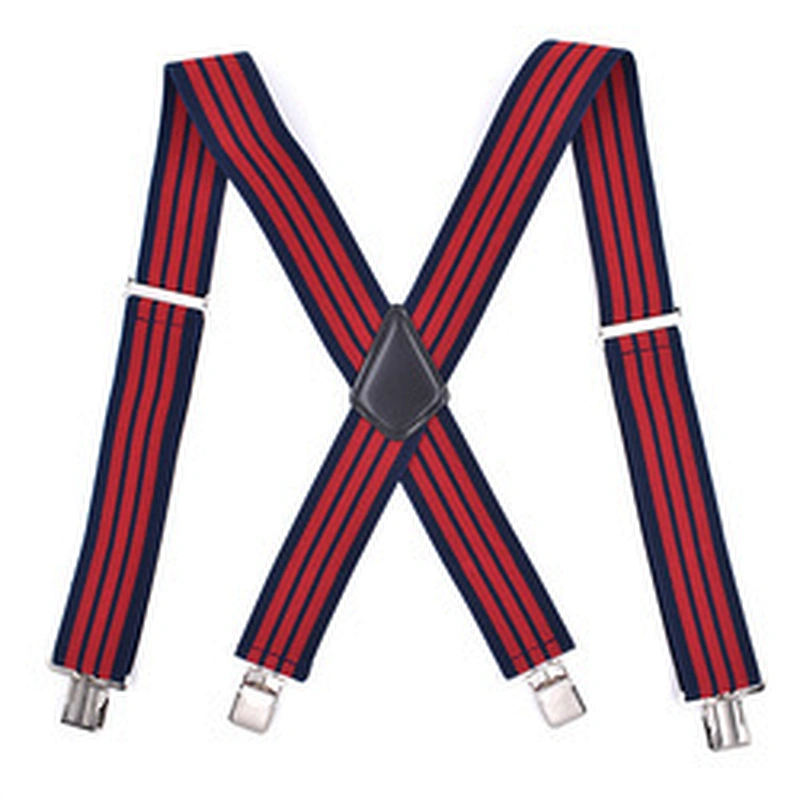 Wholesale 5cm width solid color Adjustable 4 Clip X-Back Heavy Duty Clip Mens Suspenders Elastic Pants Braces