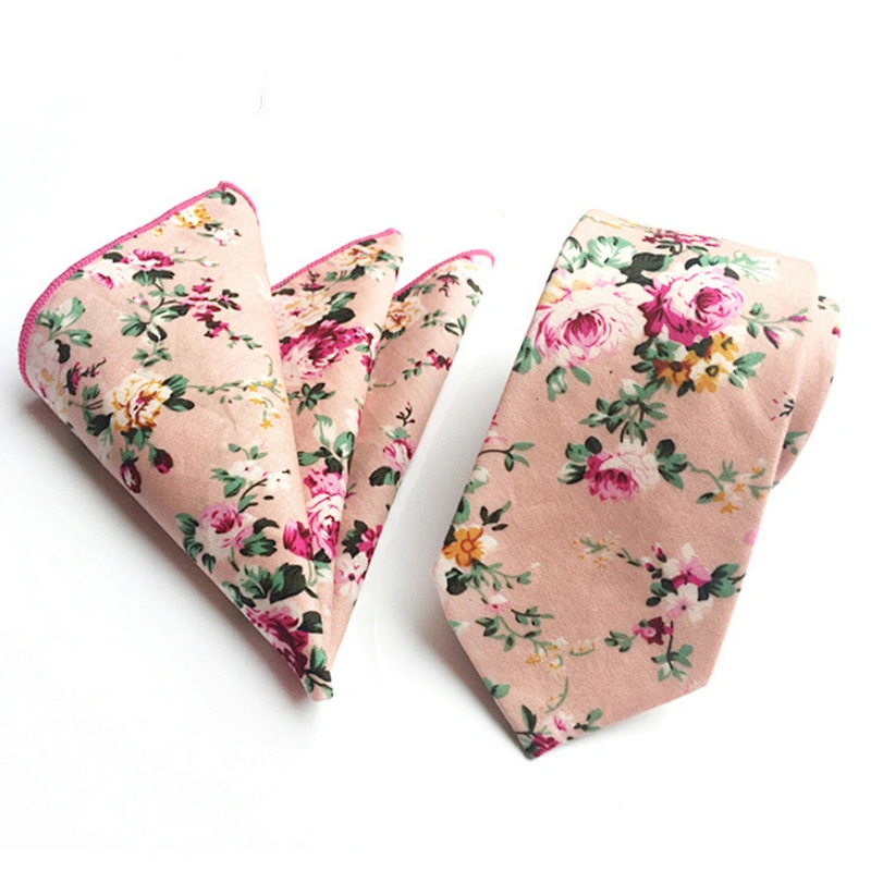 Floral Neckties with Pocket Squares Casual Neck Ties For Men Classic Men Ties and Hanky Set
