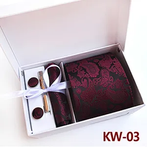 Paisley Neckties With Pocket Squares Custom Men Ties and Hanky Set Fashion Tie Pocket Square and Cufflink Set Gift Box