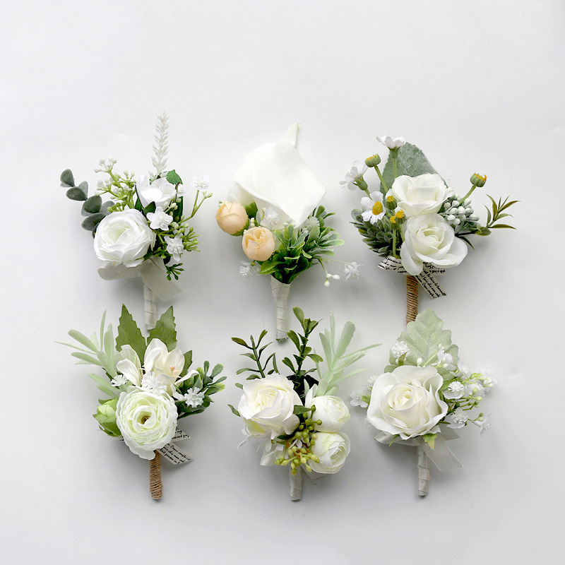Fashion groom boutonniere Wholesale Wedding Corsage Flower Pins Brooches Mens Lapel Pin Custom