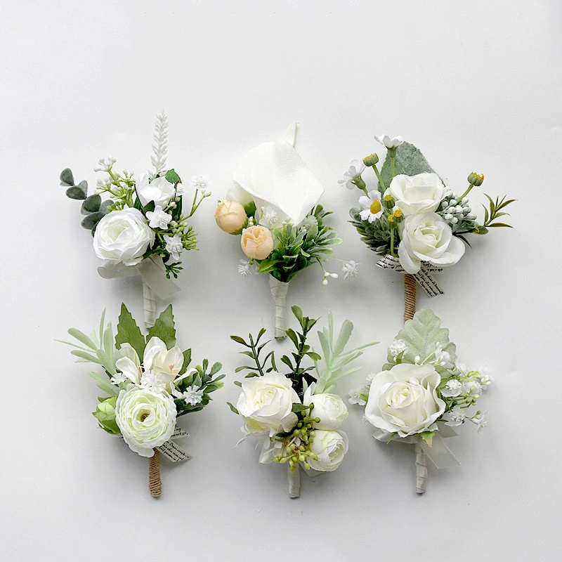Fashion groom boutonniere Wholesale Wedding Corsage Flower Pins Brooches Mens Lapel Pin Custom