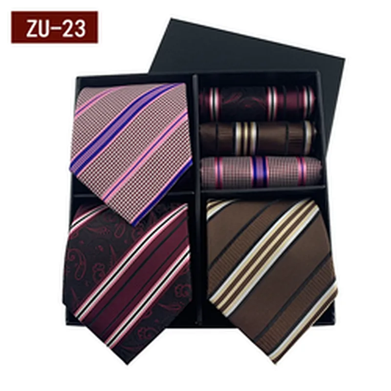 2021 Regular Men Ties and Hanky Set Custom Mens Ties and Pocket Square Set Fashion Men Necktie Set Gift Box