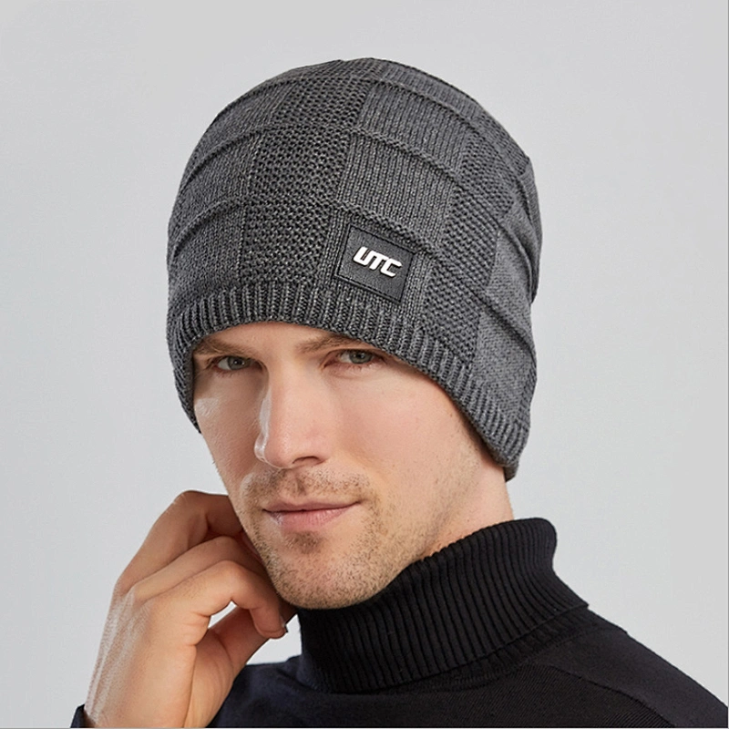 High Quality Winter Plain Dyed Custom Knitted Hat 100% Acrylic Warm Knitted Beanie Custom Logo