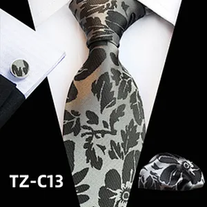 Wholesale Men Ties and Hanky Set Fashion Purple Neckties With Pocket Squares Paisley Tie Pocket Square and Cufflink Set