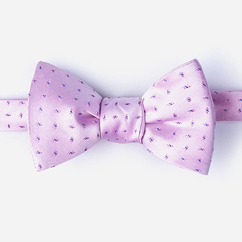 100% silk checked fashionable custom self bowtie mens accessory navy