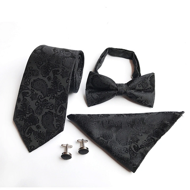 Paisley Bow Tie Necktie Set Gift Box Fashion Mens Neck Tie Set Wholesale Tie Pocket Square And Cufflink Set