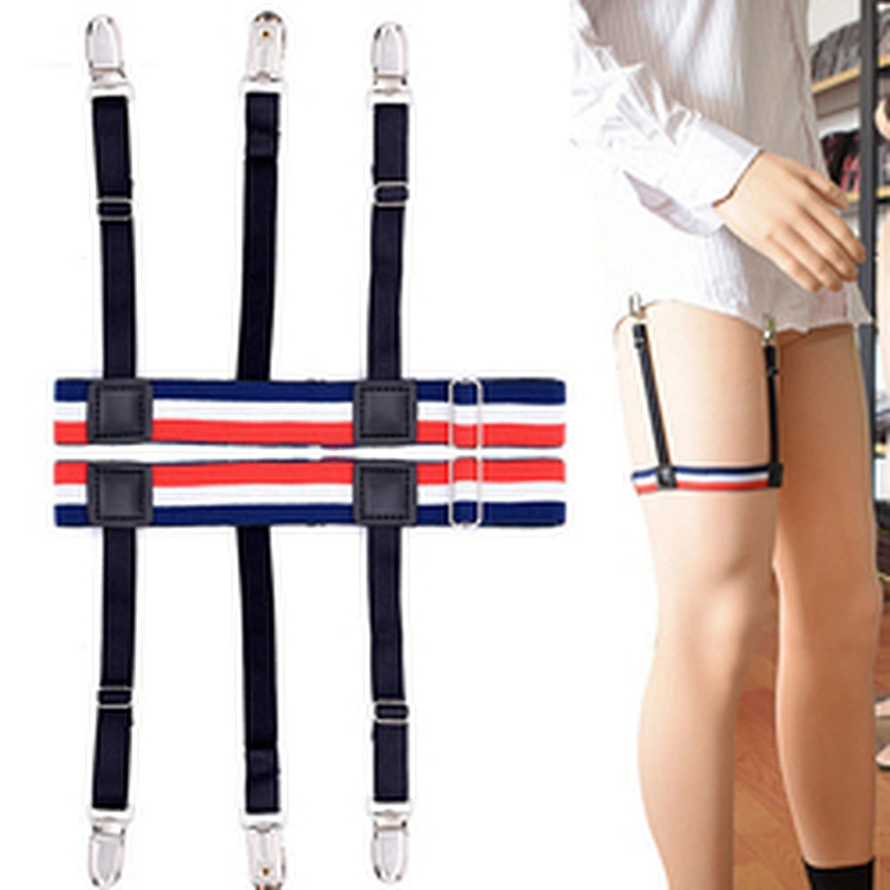 Wholesale Mens Shirt Holder Straps Adjustable Elastic Shirts Garters with Non-slip Locking Clamps
