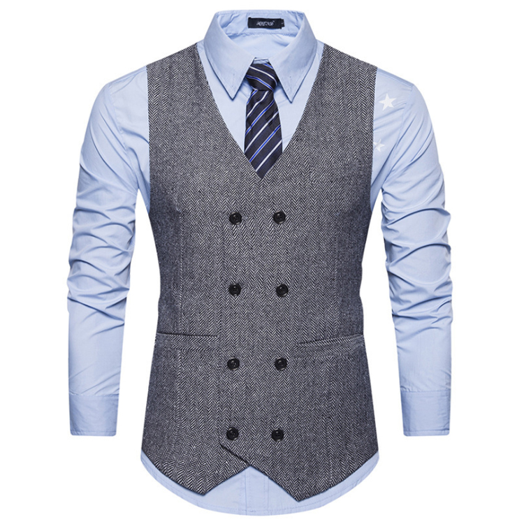 Casual Suits Vest Formal Men Vest Waistcoat Solid Cotton Men's Innerwear Vest Double Breasted Chalecos Hombre