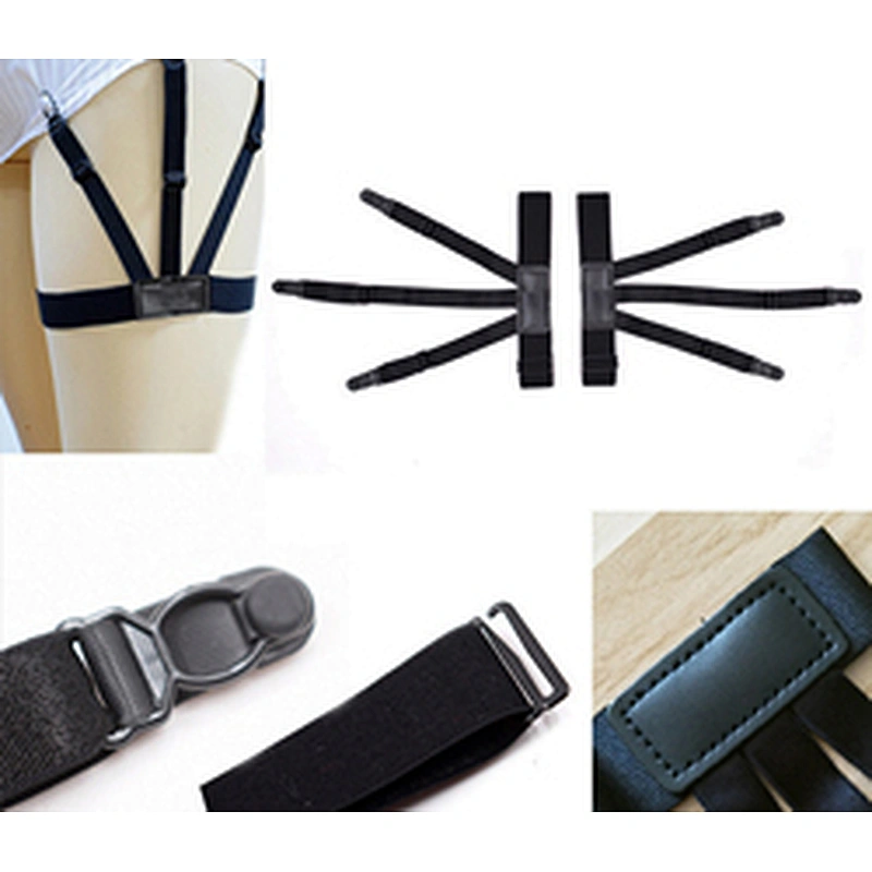 Wholesale Mens Shirt Holder Straps Adjustable Elastic Shirts Garters with Non-slip Locking Clamps