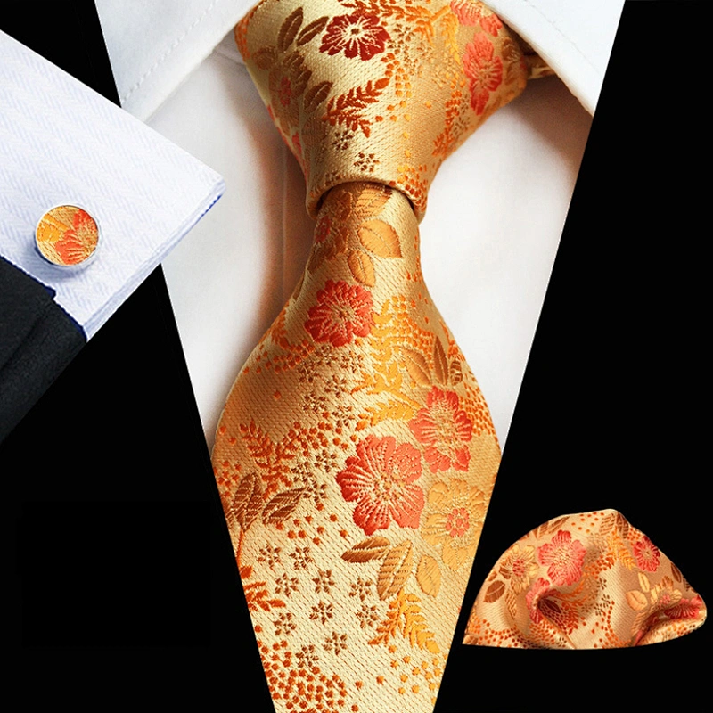 Wholesale Men Ties And Hanky Cufflinks Set Luxury Neckties With Pocket Squares Casual Ties For Men Italian