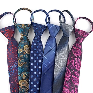 Custom Boys Zipper Ties Novel Polyester Jacquard Woven Zipper Tie Fashionable Lattice Zipper Ties For Men