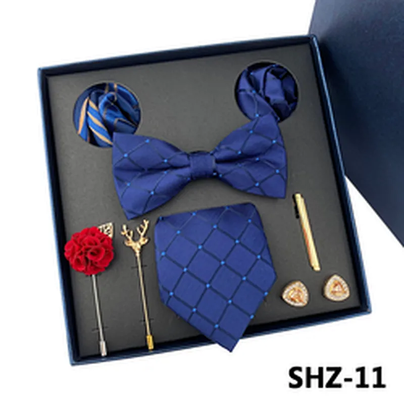 Luxury Men Ties and Hanky Set Paisley Men Handkerchief in Gift Box Polyester Tie Pocket Square and Cufflinks Set