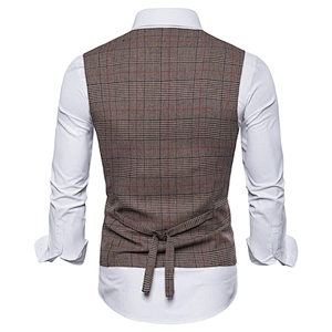 Striped Men Vest Waistcoat Formal Single Breasted Suit Vest Men Cotton Black Gilet Vest