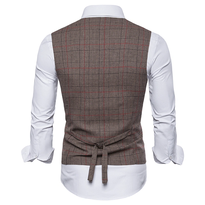 Striped Men Vest Waistcoat Formal Single Breasted Suit Vest Men Cotton Black Gilet Vest