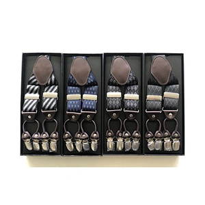 High Quality 3.5cm width elastic adjustable Jacquard Woven 6 Clip Y Shape Wedding Suspenders For Men Trousers
