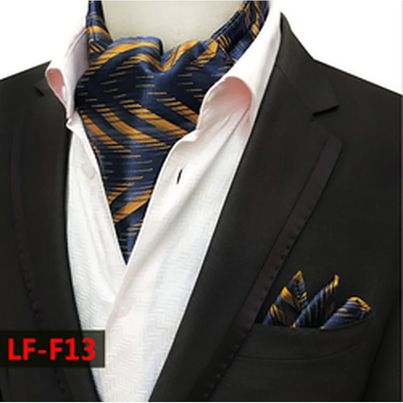 Fashion Paisley Mens Ascot Polyester Handkerchief for Men Jacquard Woven Hanky Set
