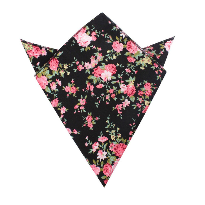 Hot Sale 100% Cotton Floral Handkerchief Colorful Edges Men Pocket Square