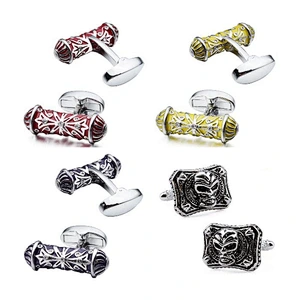 New Design Cufflinks Cuff Links or Tie Clips Sports Cufflinks Steel Printing White Brass Emerald