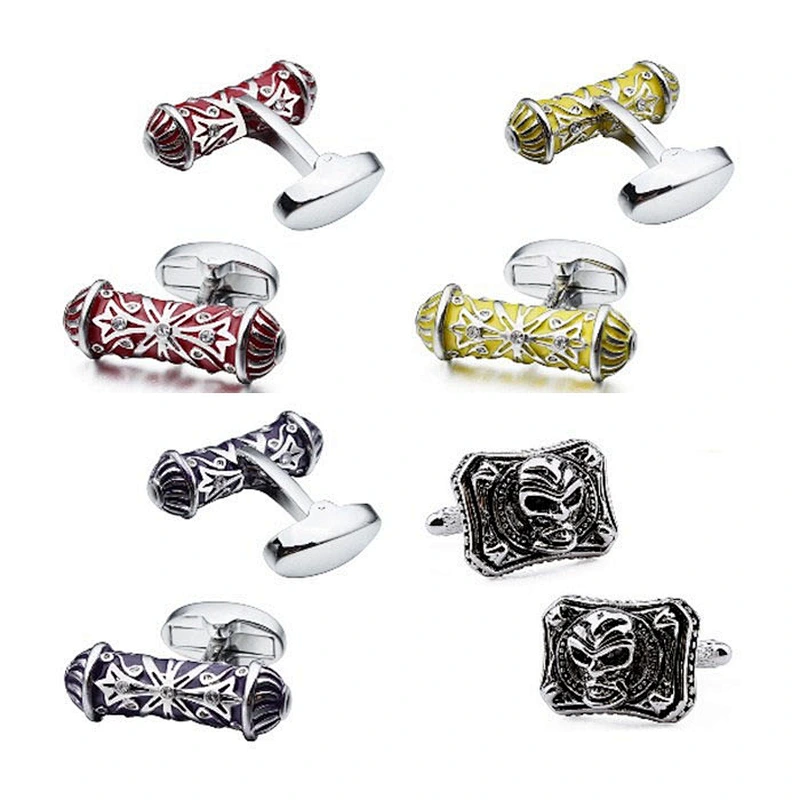New Design Cufflinks Cuff Links or Tie Clips Sports Cufflinks Steel Printing White Brass Emerald