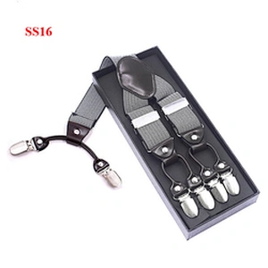 Customized Fashion High Quality 3.5cm width elastic adjustable Jacquard Woven 6 Clip Y Shape Suspenders For Men Trousers