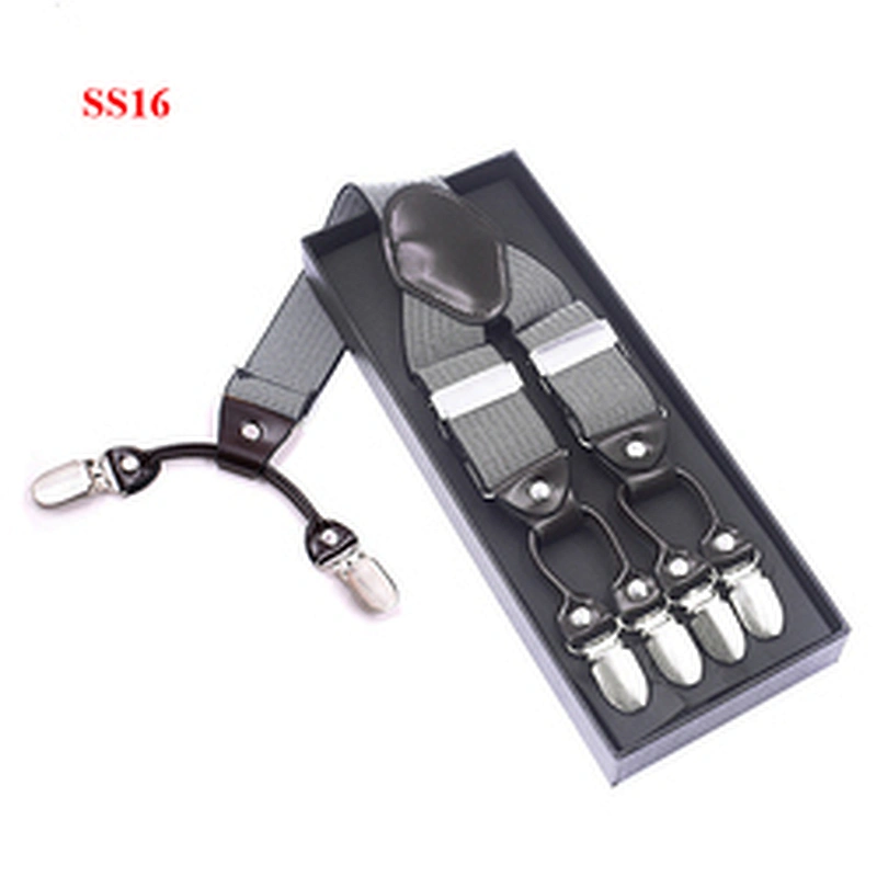 Customized Fashion High Quality 3.5cm width elastic adjustable Jacquard Woven 6 Clip Y Shape Suspenders For Men Trousers