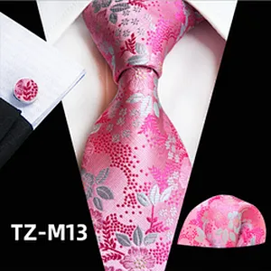 Wholesale Floral Men Ties And Hanky Cufflinks Set Casual Ties For Men Italian Luxury Neckties With Pocket Squares