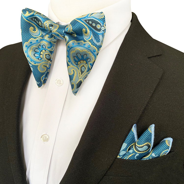 Custom Pocket Squares for Men Fashion Mens Bow Ties and Hanky Sets Paisley Men Bow Tie Sets Handkerchief Set