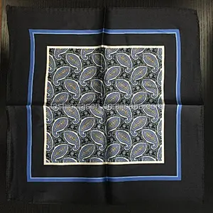 Wholesale mens hand Printing 100% silk satin Pocket Squares