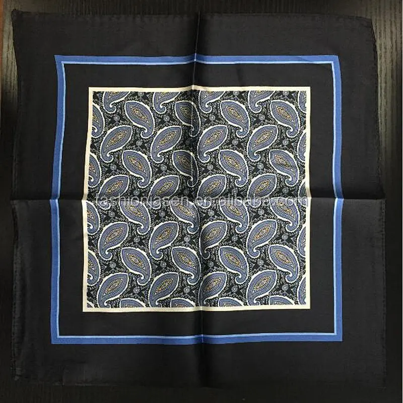 Wholesale mens hand Printing 100% silk satin Pocket Squares