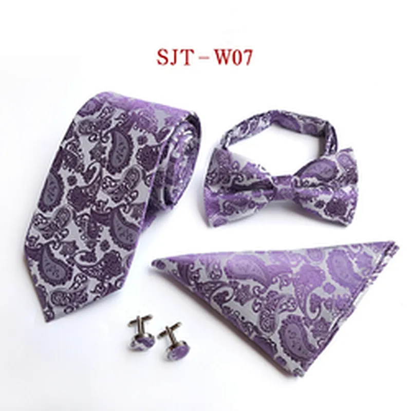 Paisley Bow Tie Necktie Set Gift Box Fashion Mens Neck Tie Set Wholesale Tie Pocket Square And Cufflink Set