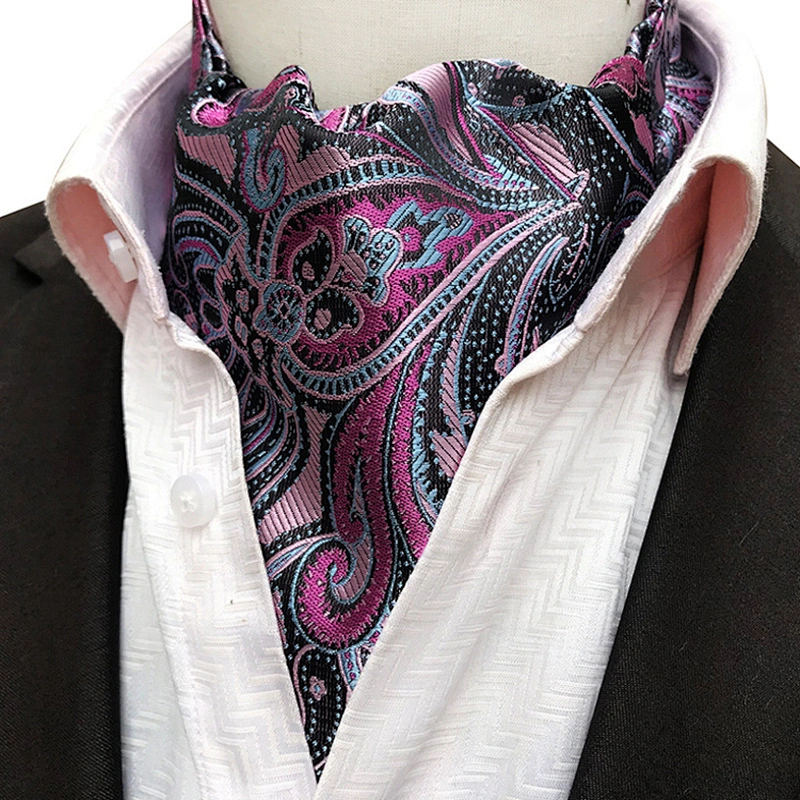 Classic Paisley Folard Mens Ascot Casual Cravate Homme Polyester Jacquard Woven Ties For Men Italian