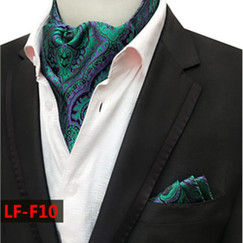 Fashion Folard Mens Ascot Classic Cravate Homme Paisley Jacquard Woven Hanky Set Polyester Hankerchief for Men