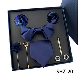 Luxury Men Ties and Hanky Set Paisley Men Handkerchief in Gift Box Polyester Tie Pocket Square and Cufflinks Set