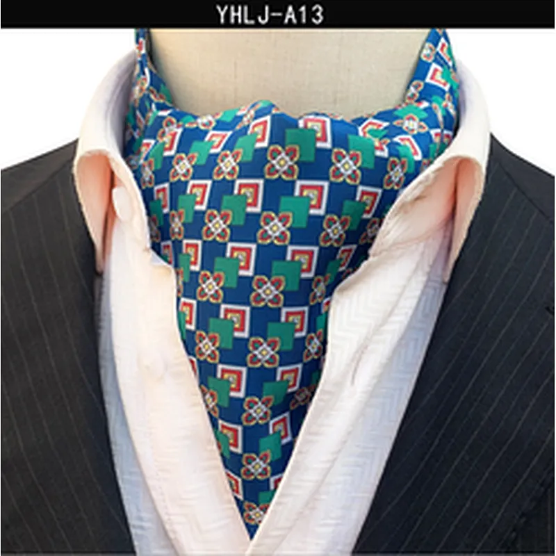 Casual Mens Ascot Polyester Jacquard Woven Ties For Men Italian Classic Paisley Cravate Tie