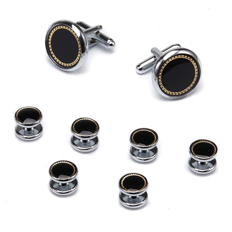 Custom Cufflinks Men Luxury Cufflink Button Sublimation 8 pcs Cuff Links and studs Set
