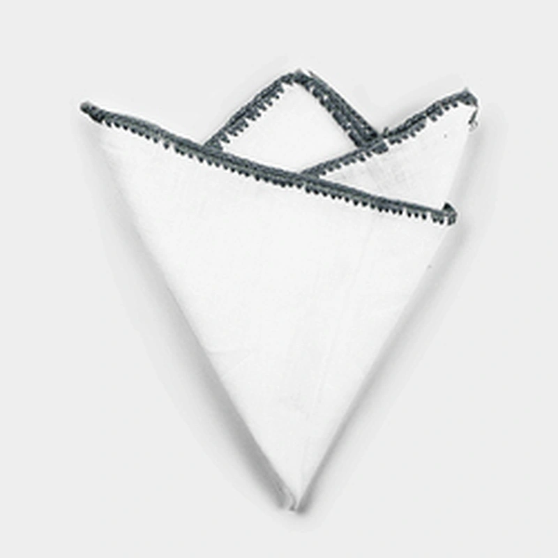 wholesale linen pocket square costom design linen handkerchief white for men