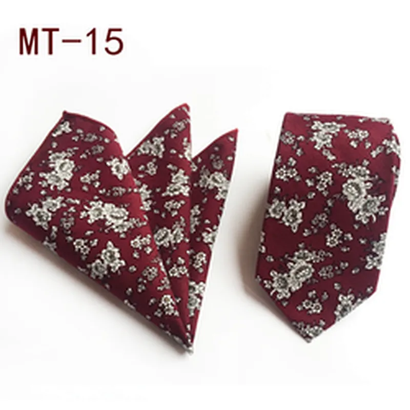 Casual Neckties with Pocket Squares Floral Men Ties and Hanky Set Classic Neck Ties For Men