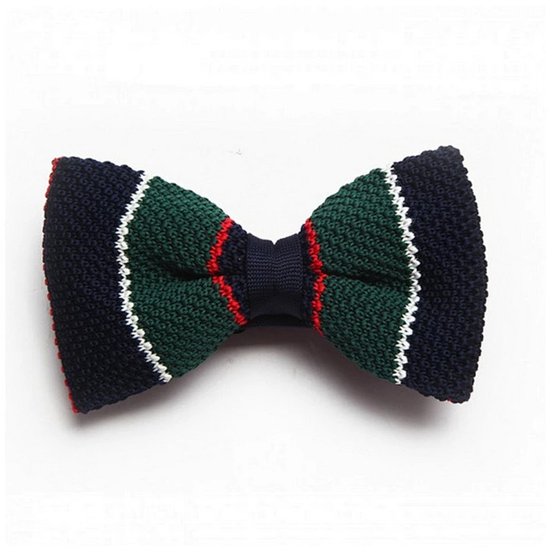 mens handmade classic stripe knitted bowtie