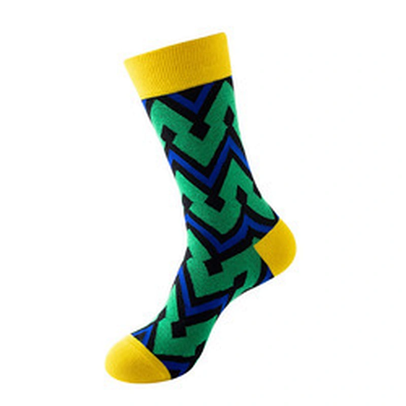 wholesale geometric pattern fashion socks Amazon hot sale socks men and women personality trend socks cotton stockings