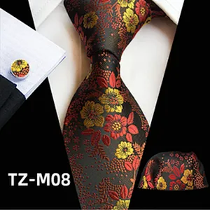 Wholesale Floral Men Ties And Hanky Cufflinks Set Casual Ties For Men Italian Luxury Neckties With Pocket Squares