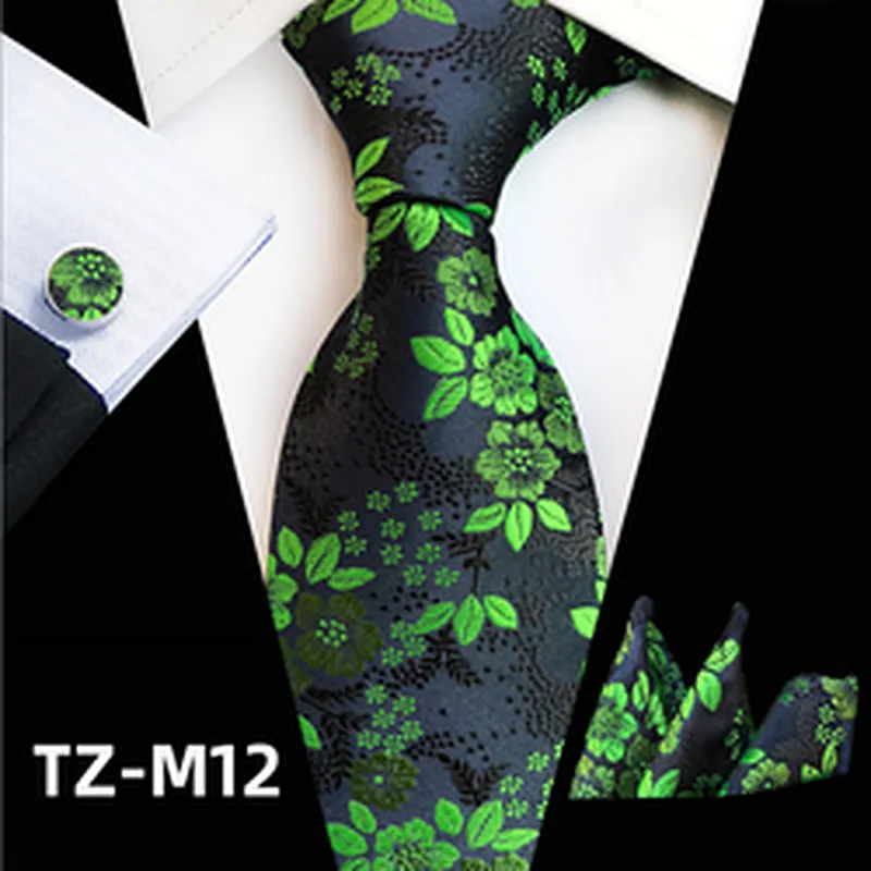 Luxury Neckties With Pocket Squares Casual Ties For Men Italian Wholesale Men Ties And Hanky Cufflinks Set