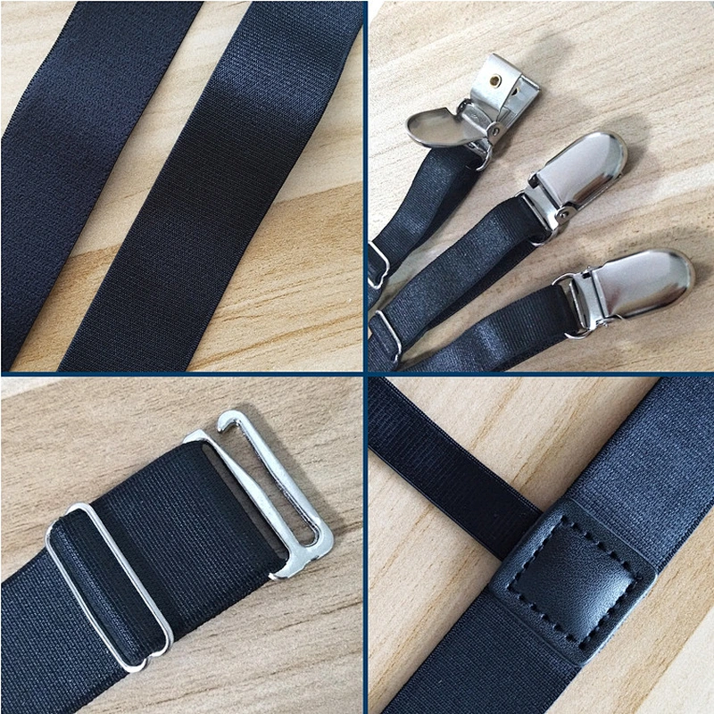 Wholesale Mens Shirt Holder Straps Adjustable Elastic Shirts Garters with Non-slip Locking Clamps